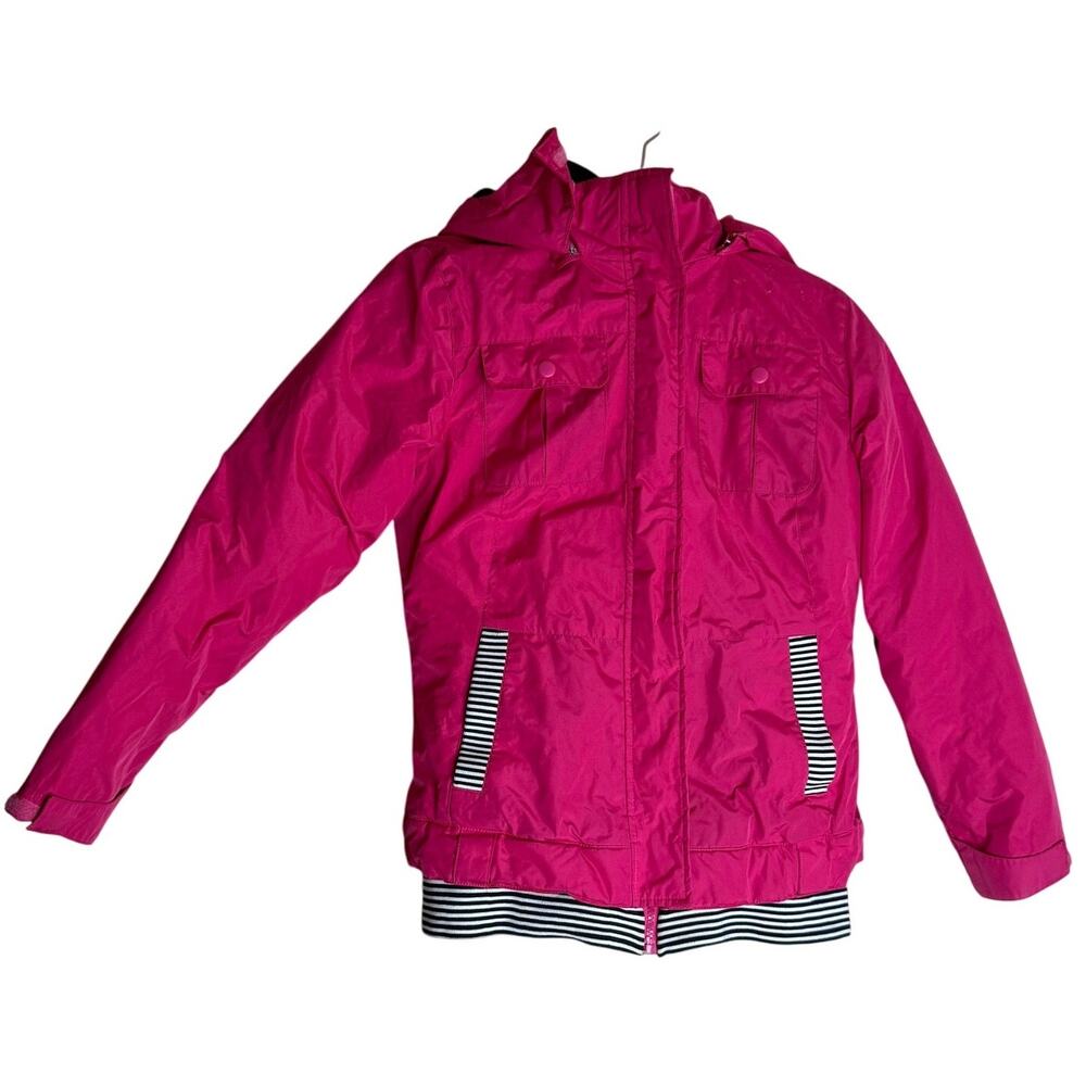 Weatherproof 3 In 1 Jacket Girls L (10-12) Pink Lined Pockets Hooded Full Zip
